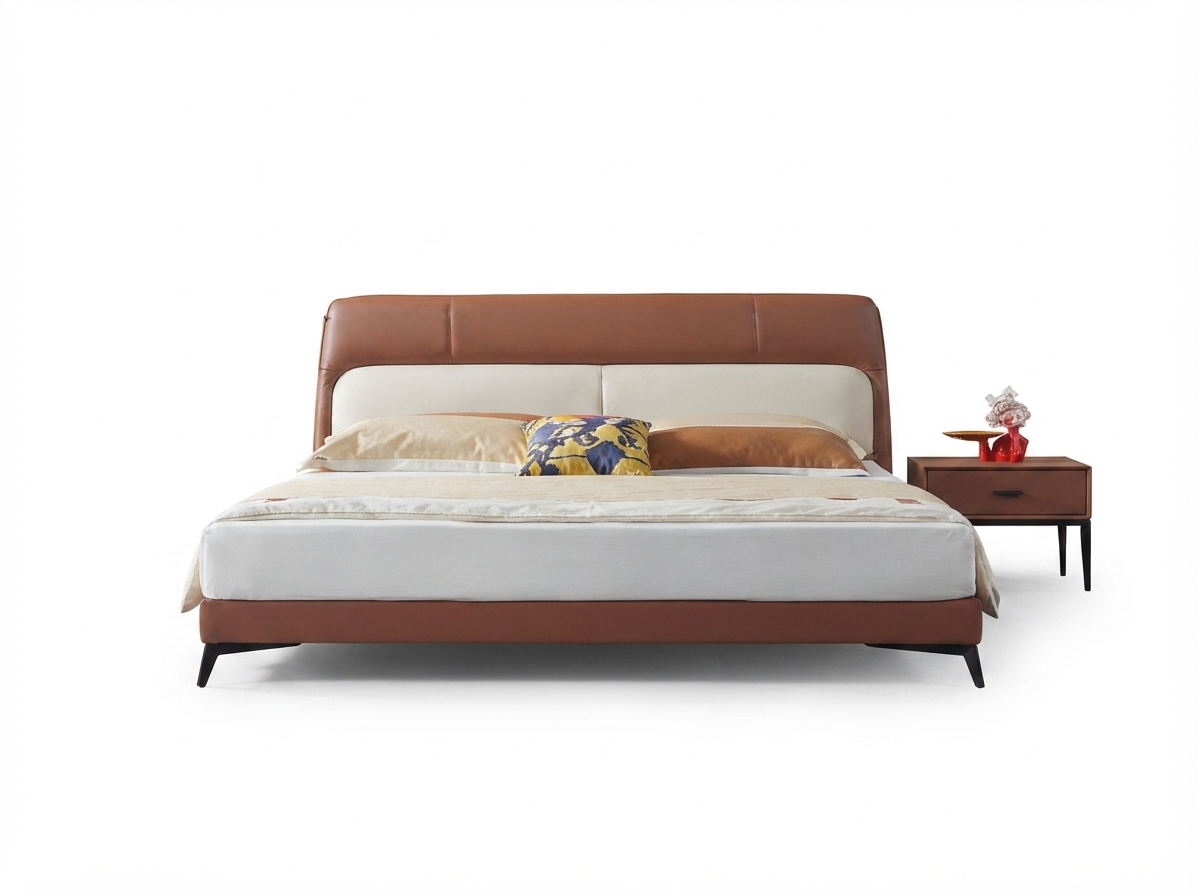 Bed_and_nightstand_on_white_202607241555 Lugano Italian Bed - Image 1
