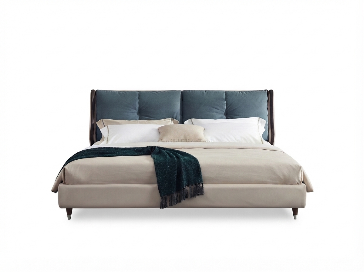 Bed_with_beige_frame_blue_202607241618 Italian Bed 15 - Image 1