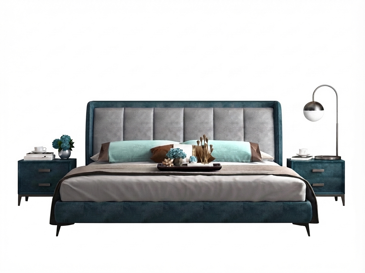 Bedroom_with_teal_bed_202607241414 Portofino Italian Bed - Image 1