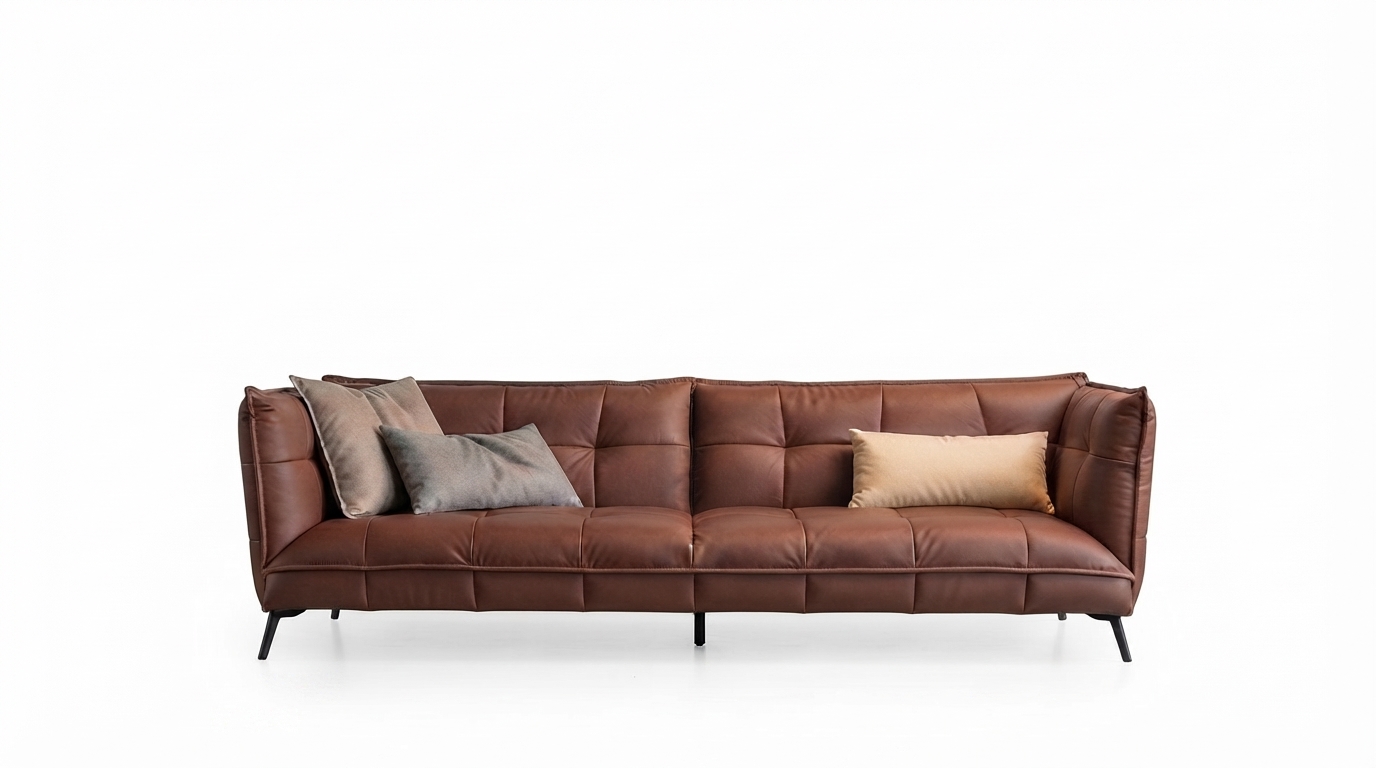Brown_leather_sofa_front_view_202607241807 Monza Italian Sofa - Image 1