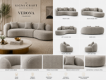 Curved Grey Sofa - Image 3