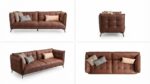 Tufted brown leather sofa - Image 4