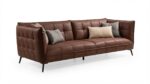 Tufted brown leather sofa - Image 2