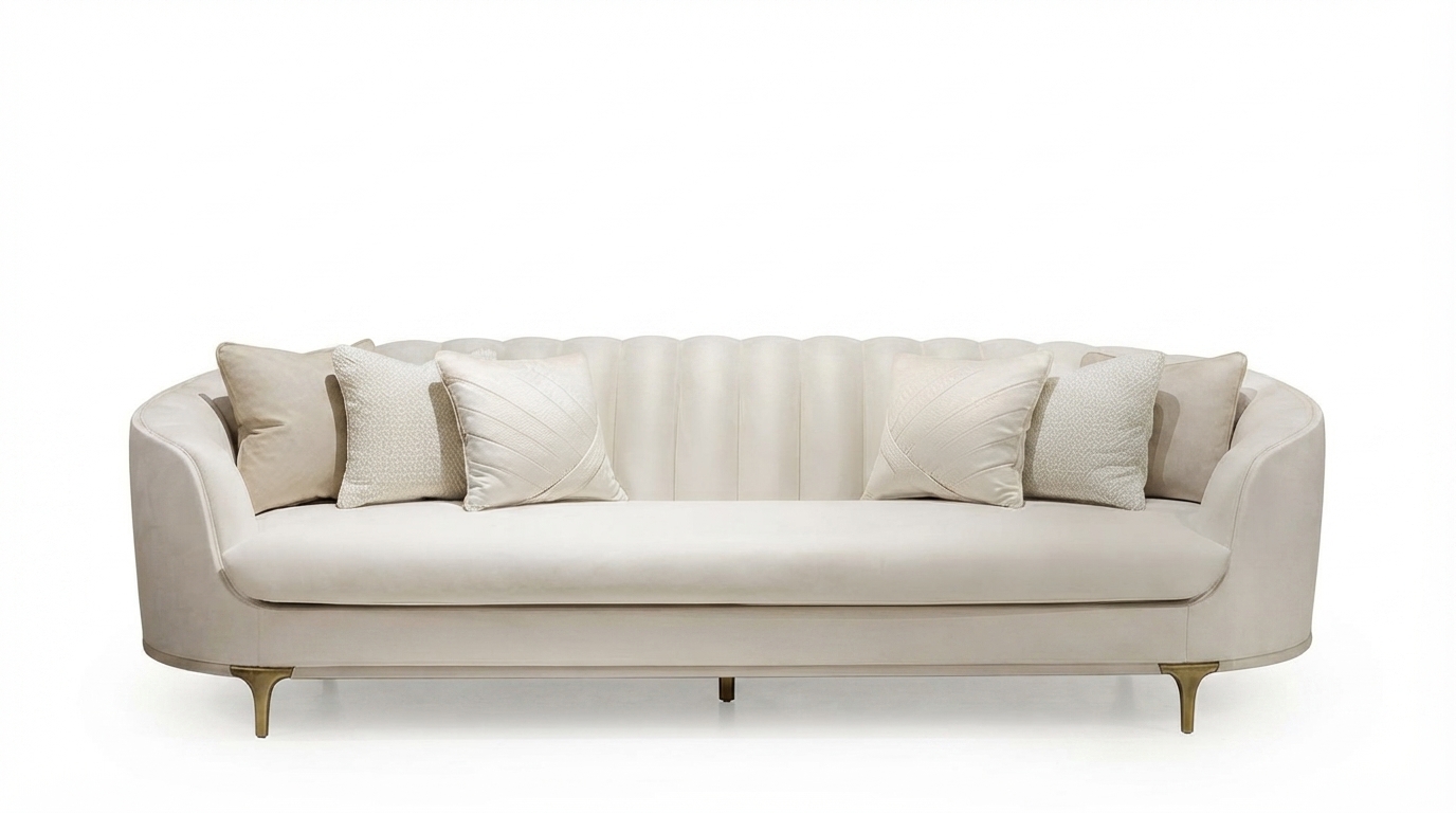 White_plush_sofa_gold_legs_202607241707 Monaco Italian Sofa - Image 1